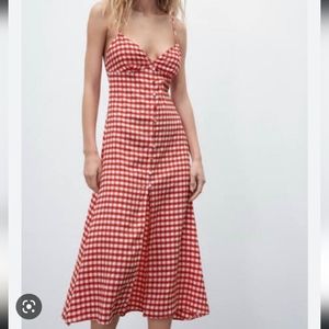 Zara Strappy Red Gigham Dress